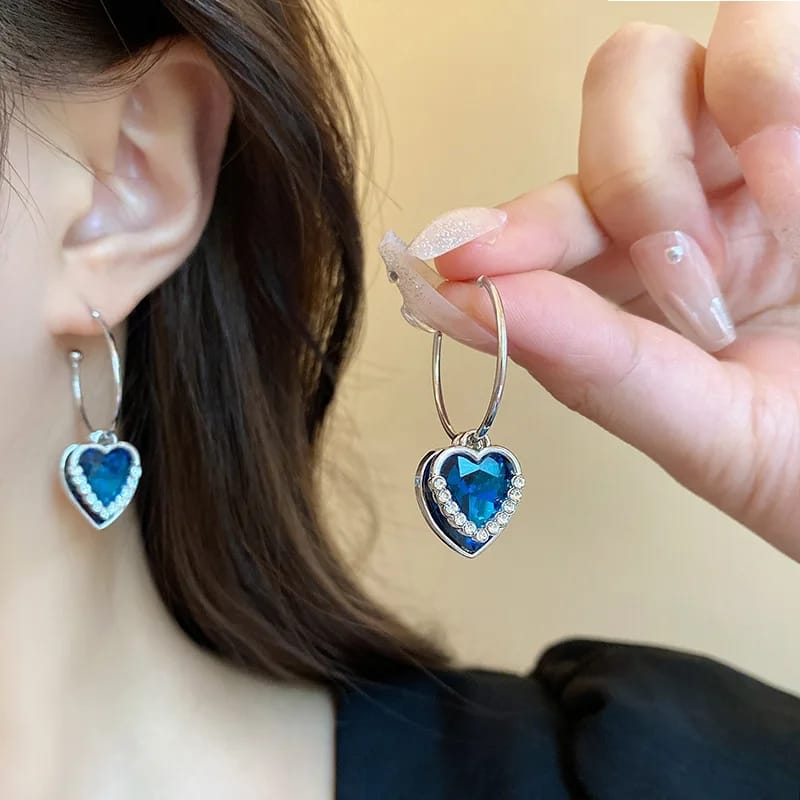 New Trendy Unique Elegant Blue Zicron Love Earrings for Womens wedding/Party wear