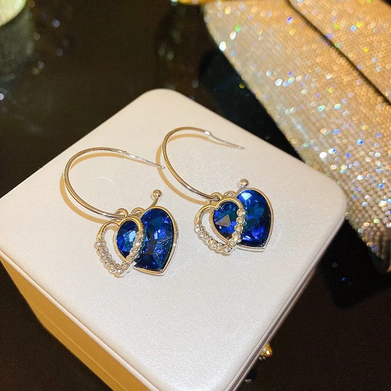 New Trendy Unique Elegant Blue Zicron Love Earrings for Womens wedding/Party wear