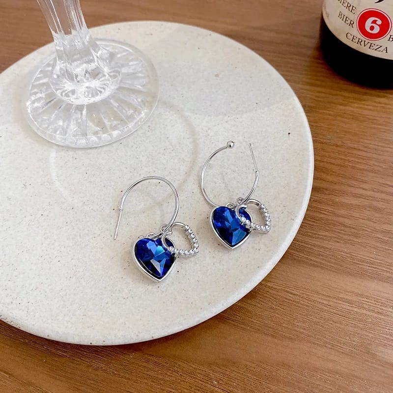New Trendy Unique Elegant Blue Zicron Love Earrings for Womens wedding/Party wear