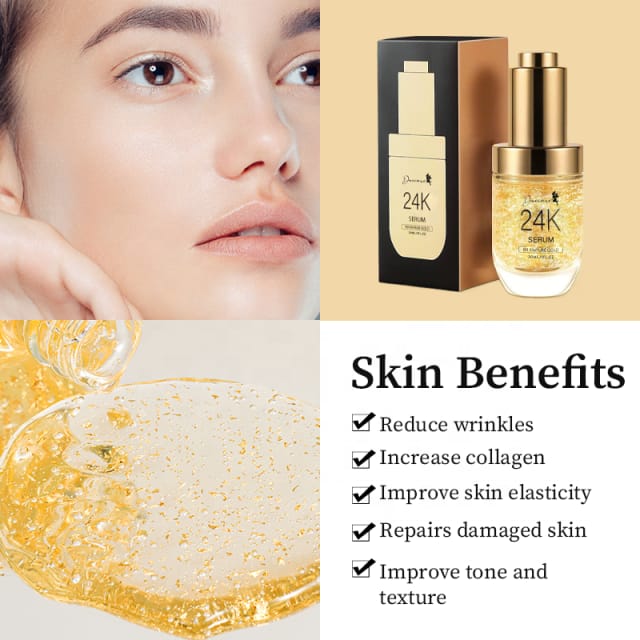 Hot Selling Due care High Quality Anti-Aging 24K nano silk Gold Face Serum with vitamin C