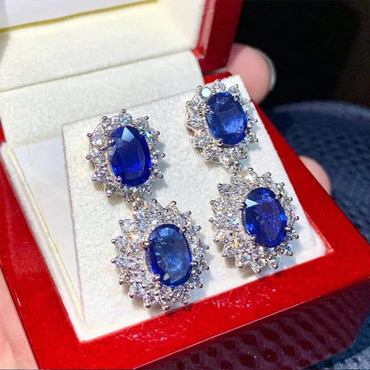 Luxury Blue Cubic Zirconia Dangle design Earrings for  Ladies