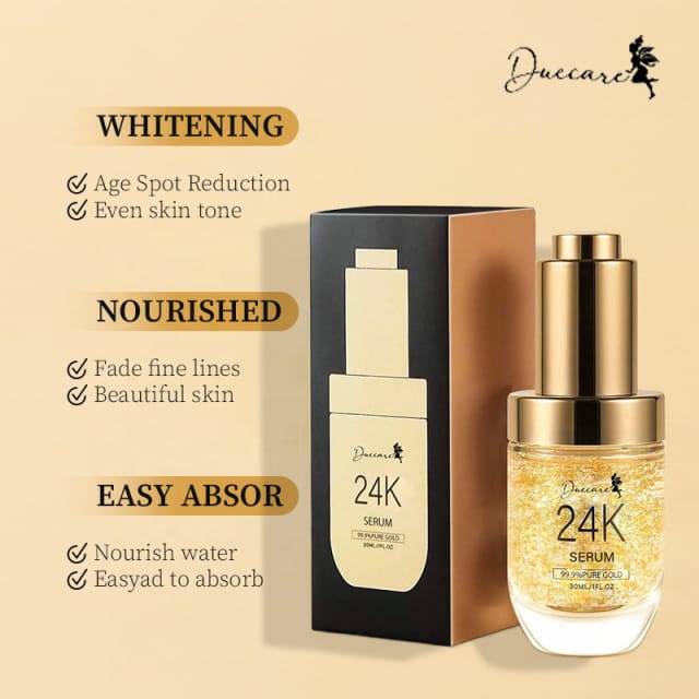 Due Care High Quality Anti-Aging 24K Nano Silk Gold Face Serum with vitamin C