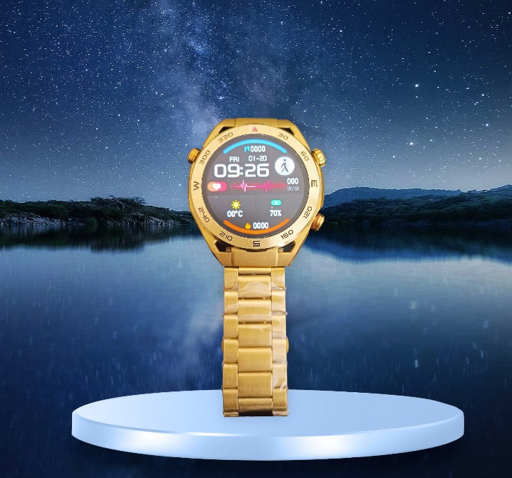 Stylish Men Smart Watch Amoled 1.45 inch Display Round Bluetooth works for Android IOS Sport Smartwatch