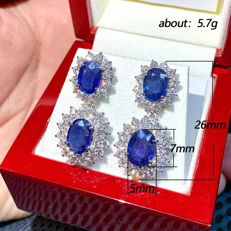Luxury Blue Cubic Zirconia Dangle design Earrings for Ladies