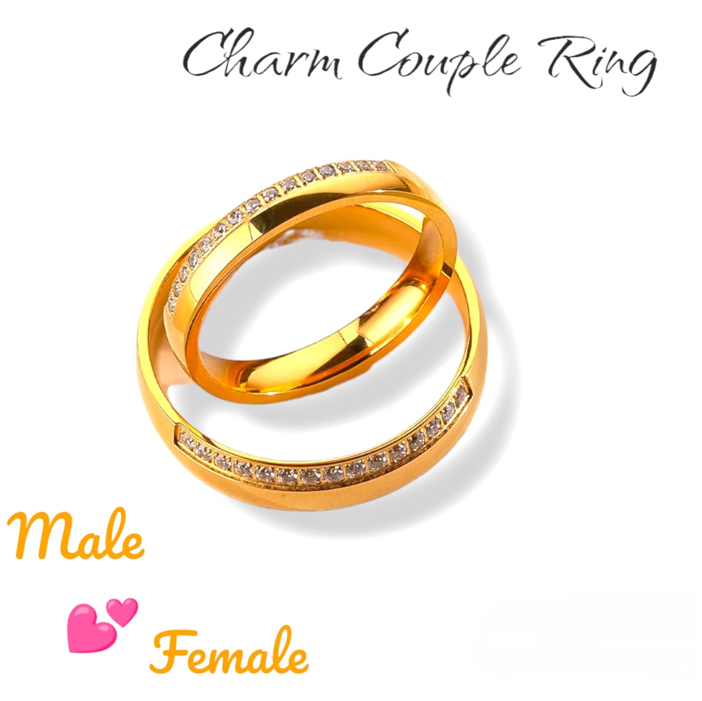 Unique simple handcrafted 18K gold plated Couple wedding Ring Set