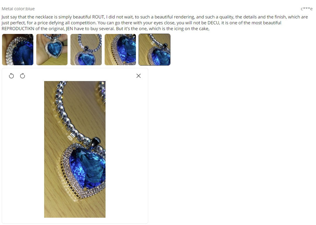 Blue Heart Shape Crystal Zircon of Ocean Necklaces Jewelry Set for Women
