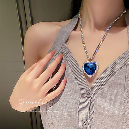 Titanic Heart of Ocean Necklaces for Women in blue colour with heart shape