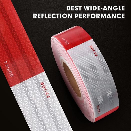 Trailer Reflective Tape Outdoor DOT C2 Tape 2 inch x 160 feet Waterproof White Silver Red Tape