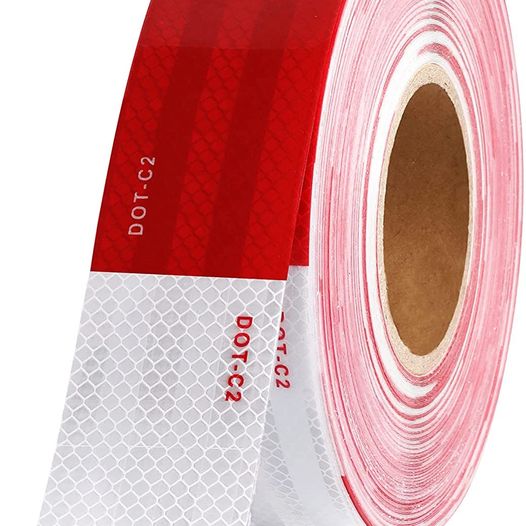 Trailer Reflective Tape Outdoor DOT C2 Tape 2 inch x 160 feet Waterproof White Silver Red Tape