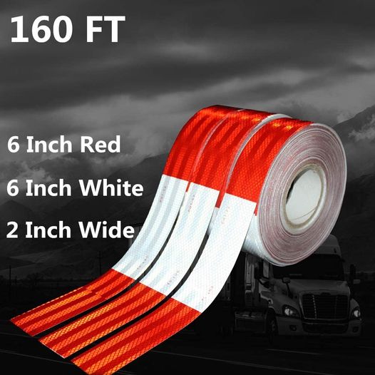 Trailer Reflective Tape Outdoor DOT C2 Tape 2 inch x 160 feet Waterproof White Silver Red Tape
