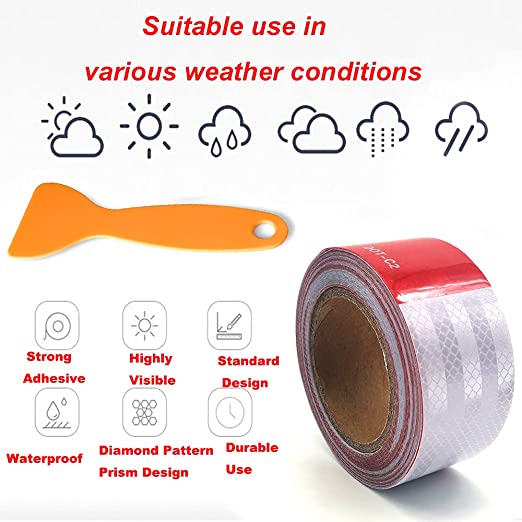 Reflective Tape 50mm X 48m for for Cars, Trailers, Trucks ,160 FT High Visibility Contrast Duct Safety Sticker Strips.