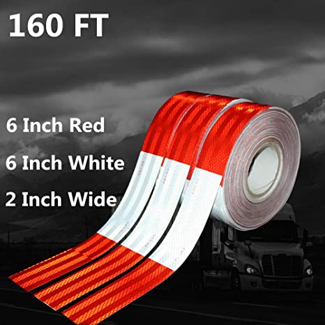 Reflective Tape 50mm X 48m for for Cars, Trailers, Trucks ,160 FT High Visibility Contrast Duct Safety Sticker Strips.