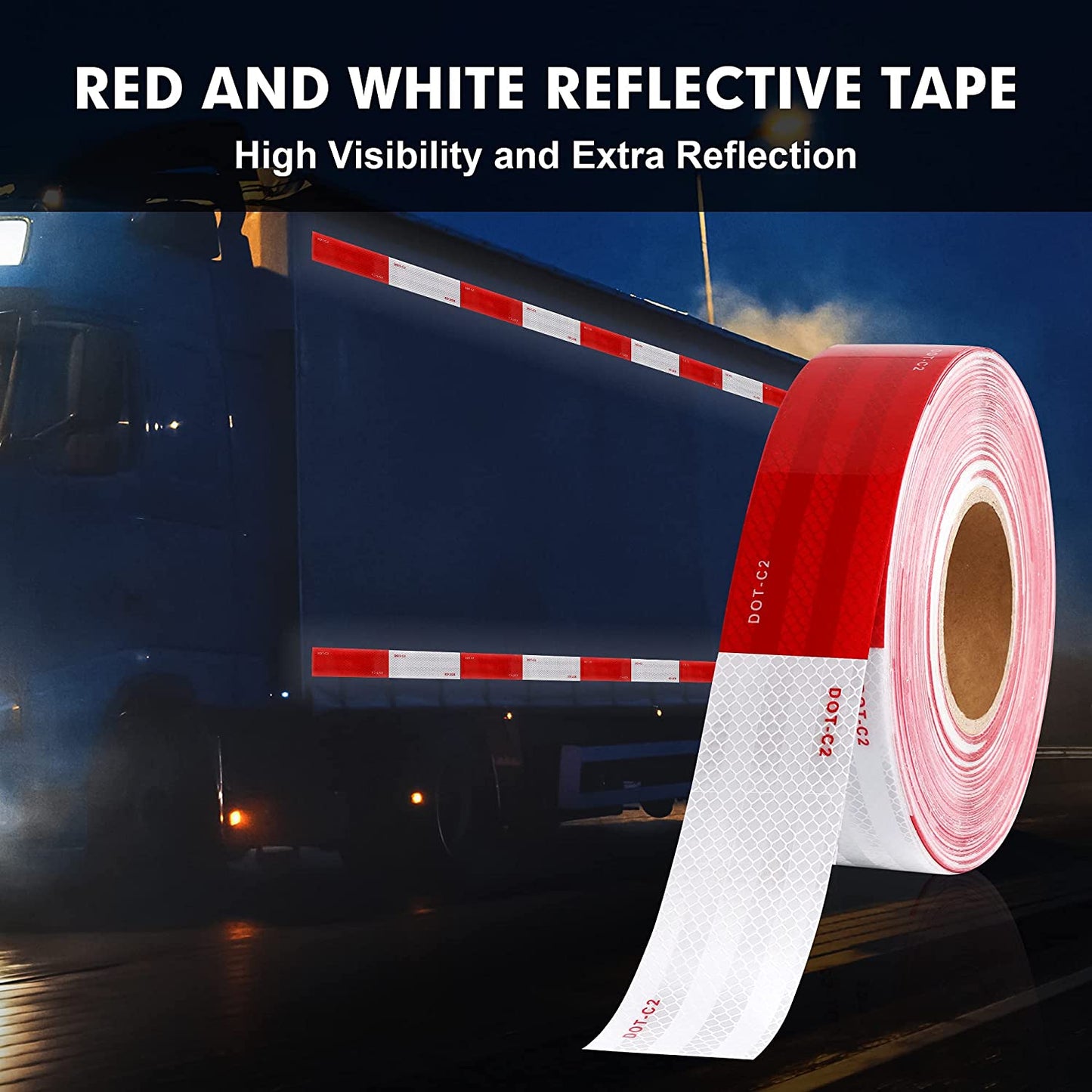 Reflective Tape 50mm X 48m for for Cars, Trailers, Trucks ,160 FT High Visibility Contrast Duct Safety Sticker Strips.