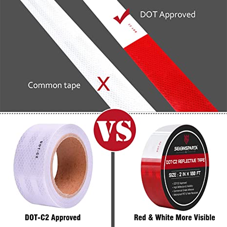 Reflective Tape 50mm X 48m for for Cars, Trailers, Trucks ,160 FT High Visibility Contrast Duct Safety Sticker Strips.
