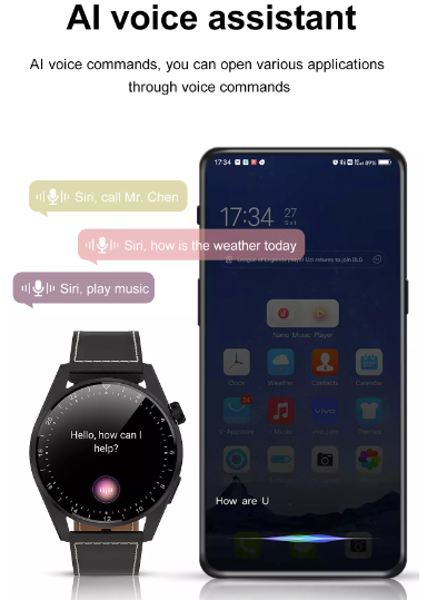 Smart watch for Men's, Control BT Call Smart Watch Band +play music on the watch Active pro 3