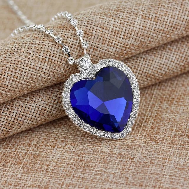 Blue Heart Shape Crystal Zircon of Ocean Necklaces Jewelry Set for Women