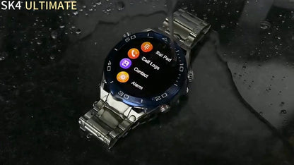 Stilvolle Herren-Smartwatch Amoled 1,45 Zoll Display rund Bluetooth funktioniert für Android IOS Sport Smartwatch