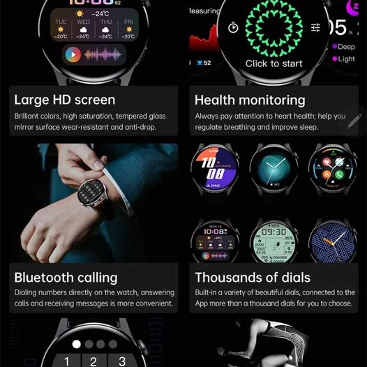 Montre intelligente pour hommes, Design intelligent, fonctionnalités intelligentes multifonctions