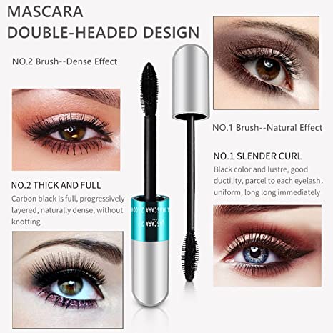 4D Silk Fiber Vegan mascara 2 in 1 waterdigte swart mascara vir dik verlenging van wimpers