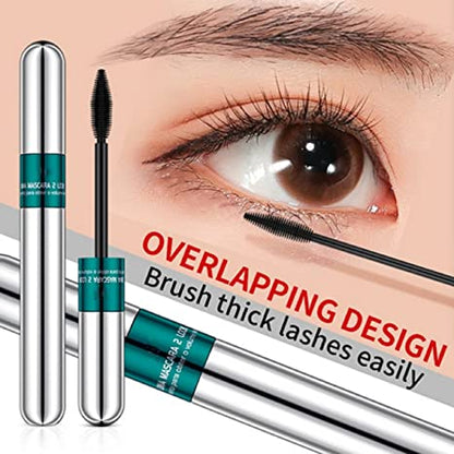 4D Silk Fiber Vegan mascara 2 in 1 waterproof black mascara for thick lengthening eyelashes