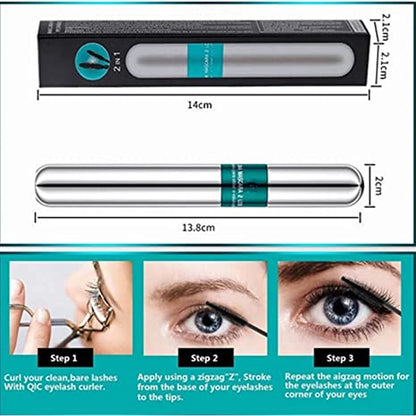 4D Silk Fiber Vegan mascara 2 in 1 waterdigte swart mascara vir dik verlenging van wimpers