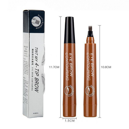 Stylo à encre liquide 3D pour tatouage des sourcils, crayon étanche à 4 fourchettes, couleur noir et marron disponible