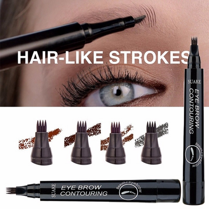 Stylo à encre liquide 3D pour tatouage des sourcils, crayon étanche à 4 fourchettes, couleur noir et marron disponible