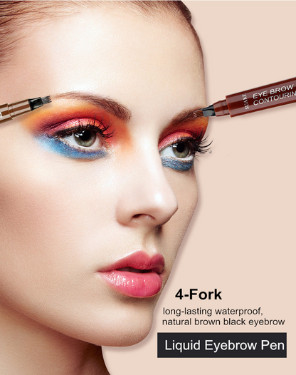 Tattoo Eyebrow 3D liquid Ink Pen waterproof 4 fork pencil eyebrow Black & Brown Color Available