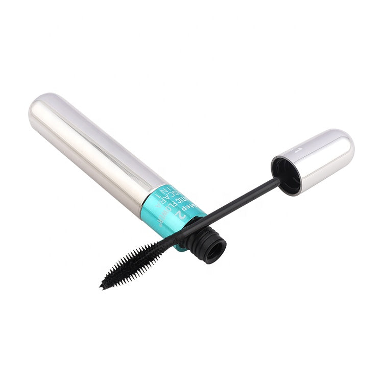 4D Silk Fiber Vegan mascara 2 in 1 waterproof black mascara for thick lengthening eyelashes