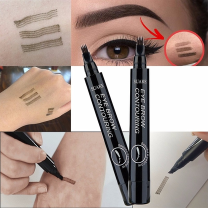 Stylo à encre liquide 3D pour tatouage des sourcils, crayon étanche à 4 fourchettes, couleur noir et marron disponible