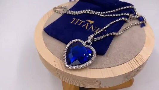 Blaues herzförmiges Kristall-Zirkon-Ozean-Halsketten-Schmuckset für Frauen